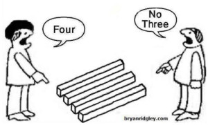Two people debating number of bars.