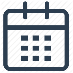 Icon of a calendar with a grid and two loops.