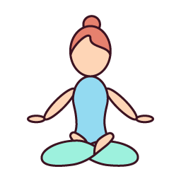 Minimalist illustration of a person meditating in a yoga pose.
